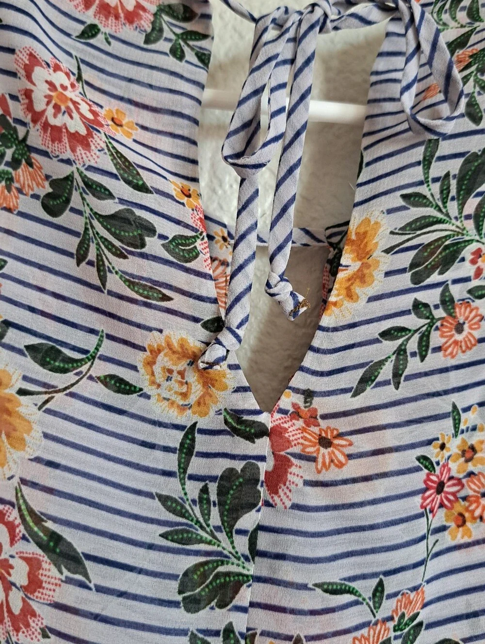 Cabi Penelope Flora Striped Tank Top Chiffon Floral Size Medium